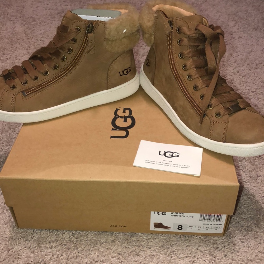 Ugg Olive Fur Lined Sneakers